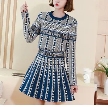 Winter Autumn Geometric Prints Casual Sweater Skirt Suit Pullover Knitted Sweater Skirt Women Fashion Two Piece Sets
Winter Autumn Geometric Prints Casual Sweater Skirt Suit Pullover Knitted Sweater Skirt Women Fashion Two Piece Sets