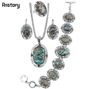 Flower Plant Oval Shell Jewelry Set Necklace Bracelet Earrings For Women Vintage Antique Silver Plated Fashion Party Gift TS203
Flower Plant Oval Shell Jewelry Set Necklace Bracelet Earrings For Women Vintage Antique Silver Plated Fashion Party Gift TS203