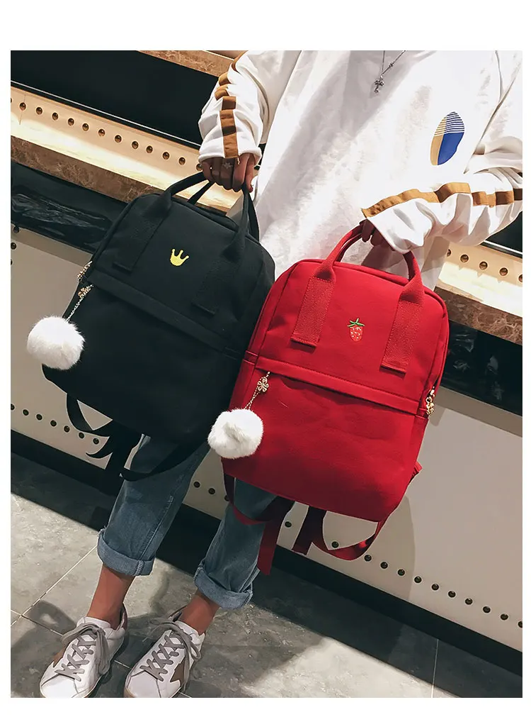 Women Backpack for School Teenagers Girls Vintage Stylish School Bag Ladies Canvas Fabric Backpack Female Bookbag Mochila 1574 19