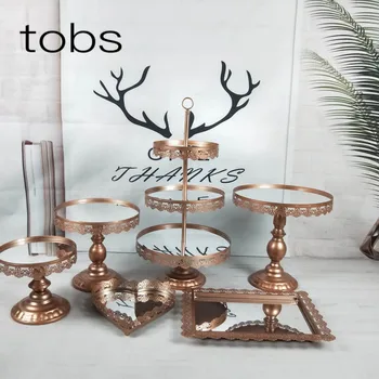 6pcs Wedding Rose Gold Metal Tray Tiered Crystal Three Tier Set Mirror Stand For Cake Decoration 
6pcs Wedding Rose Gold Metal Tray Tiered Crystal Three Tier Set Mirror Stand For Cake Decoration