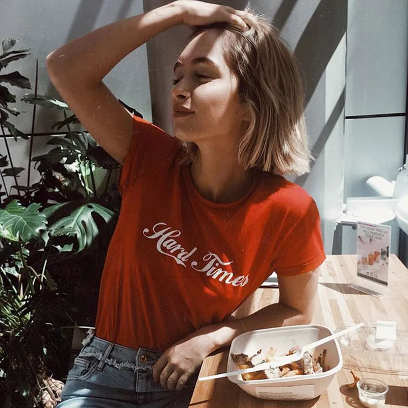 ONSEME Female T Shirts Fashion Hard Times Letter Printed T Shirt Women Harajuku Streetwear Cotton Tees Summer Basic Tshirts Tops
ONSEME Female T Shirts Fashion Hard Times Letter Printed T Shirt Women Harajuku Streetwear Cotton Tees Summer Basic Tshirts Tops