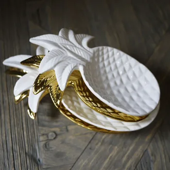 HOT Export Europe gold white pineapple ceramic decorative plate storage tray jewelry tray plate Decoration good quality 2 color
HOT Export Europe gold white pineapple ceramic decorative plate storage tray jewelry tray plate Decoration good quality 2 color