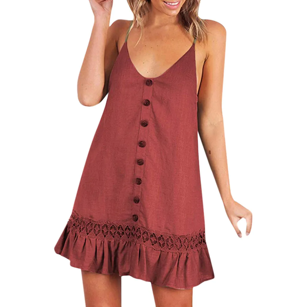 Women Sexy summer dress Buttons Solid Off Shoulder Sleeveless Beach Mini Dress Princess dresses woman party night beach dresses
Women Sexy summer dress Buttons Solid Off Shoulder Sleeveless Beach Mini Dress Princess dresses woman party night beach dresses