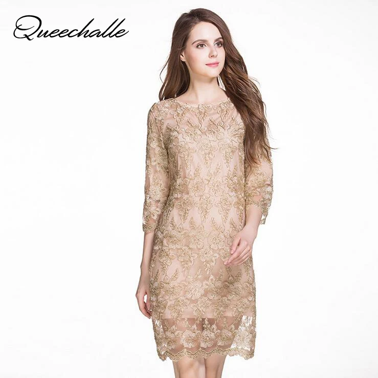 Queechalle Gold Lace Dress 2019 Autumn Dress Women O Neck Embroidery 3/4 sleeve Elegant Dress XXL 3XL 4XL 5XL Plus Size Vestidos
Queechalle Gold Lace Dress 2019 Autumn Dress Women O Neck Embroidery 3/4 sleeve Elegant Dress XXL 3XL 4XL 5XL Plus Size Vestidos