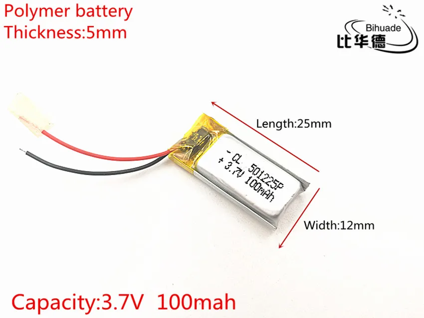 3.7V 100mAh 501225 Lithium Polymer Li-Po li ion Rechargeable Battery cells For Mp3 MP4 MP5 toy mobile bluetooth
3.7V 100mAh 501225 Lithium Polymer Li-Po li ion Rechargeable Battery cells For Mp3 MP4 MP5 toy mobile bluetooth