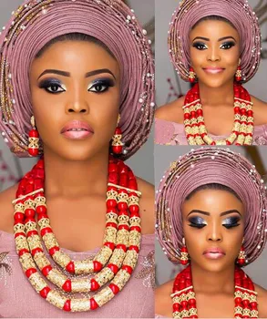 Red Coral Jewelry Sets for Women Fantastic Red and Gold Nigerian Wedding Gift Coral Bead Necklace Earrings Set for Brides CNR174
Red Coral Jewelry Sets for Women Fantastic Red and Gold Nigerian Wedding Gift Coral Bead Necklace Earrings Set for Brides CNR174