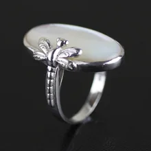 INATURE 925 bague en argent Sterling avec coquille blanche anneaux Vintage libellule pour femmes déclaration bijoux cadeau(China)