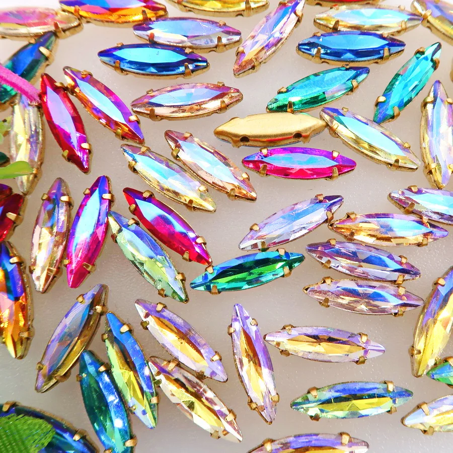 AB colors 4x15mm Gold claw settings slim Navette Marquis horse eye shape glass Crystal Sew on rhinestone beads applique diy trim
AB colors 4x15mm Gold claw settings slim Navette Marquis horse eye shape glass Crystal Sew on rhinestone beads applique diy trim