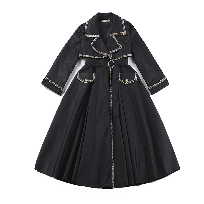 le palais vintage 2018FW Classic Vintage Thicken Long Trench Nine Quarter Sleeve Adjustable Belt Sequined Logo Decor Trench
le palais vintage 2018FW Classic Vintage Thicken Long Trench Nine Quarter Sleeve Adjustable Belt Sequined Logo Decor Trench