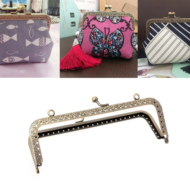 

THINKTHENDO New Fashion 1pc Useful Metal Frame Kiss Clasp For Handle Bag Purse DIY Accessories 15cm Bag Parts Accessories