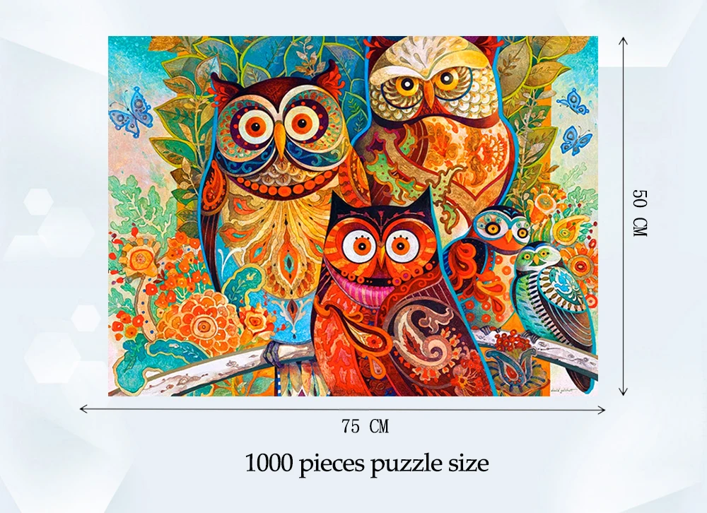 Adult Jigsaw Puzzle 2000 Pieces Owl Intelligence Education Learning Decompression Puzzle Fun Puzzle