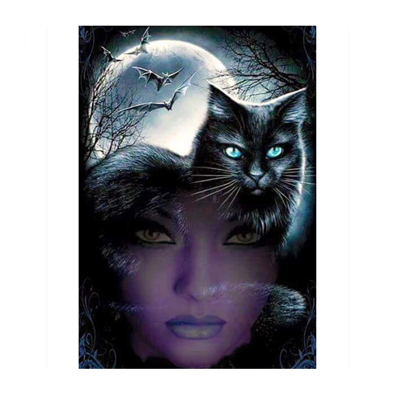 3D Needlework Diy Diamond Painting Cross Stitch Kit Diamond Embroidery Cat And Beauty Gift Home Decor Painting Mosaic