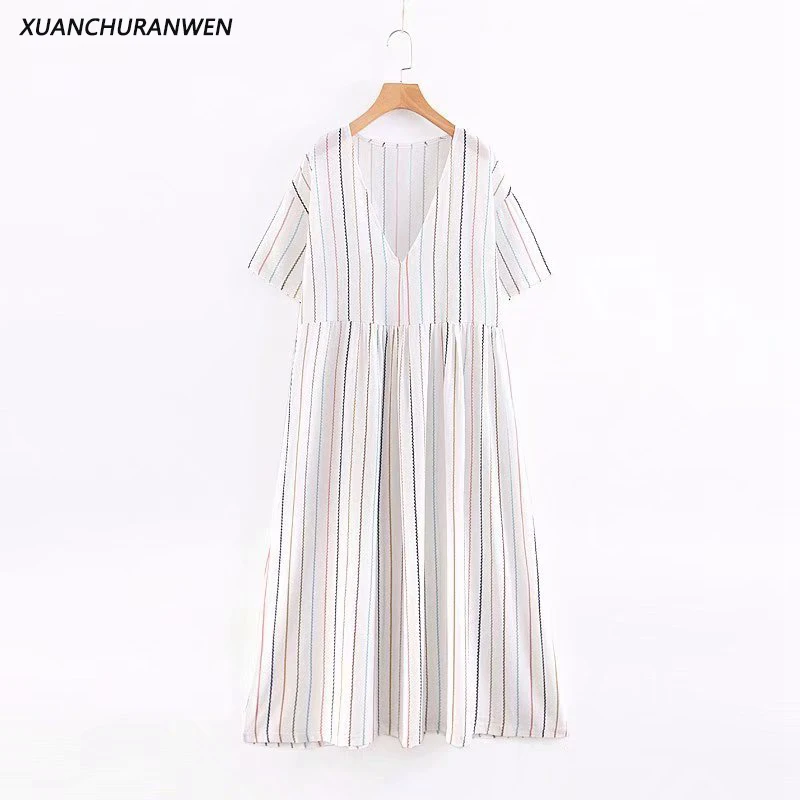 Casual Mid Calf V neck Striped Dress Summer Straight Short Sleeve Casual Preppy Style Dress For Vacation Beach Office XZ2012
Casual Mid Calf V neck Striped Dress Summer Straight Short Sleeve Casual Preppy Style Dress For Vacation Beach Office XZ2012
