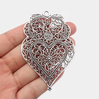 4PCS Large Hollow Filigree Charms Antique Viana Heart Pendant for Necklace Earring Jewelry Findings Making 74x49mm
4PCS Large Hollow Filigree Charms Antique Viana Heart Pendant for Necklace Earring Jewelry Findings Making 74x49mm