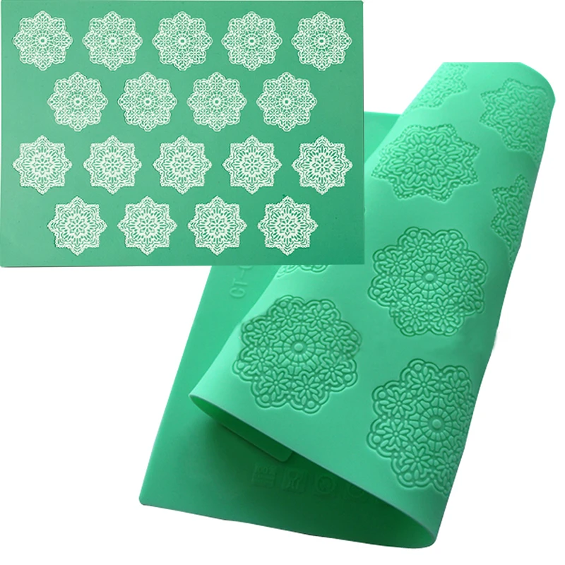 

Aomily Nonstick Silicone Snowflake Lace Mat Pad Cake Fondant Mould Embossed Sugarcraft Mold DIY Mousse Baking Decorating Tools