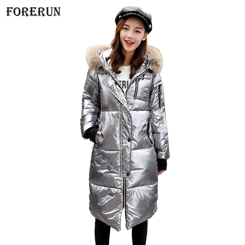 2019 Winter Coats Women Metallic Color Long Jacket Cotton Padded Warm Glossy Fur Collar Hooded Woman Parka Mujer Invierno
2019 Winter Coats Women Metallic Color Long Jacket Cotton Padded Warm Glossy Fur Collar Hooded Woman Parka Mujer Invierno