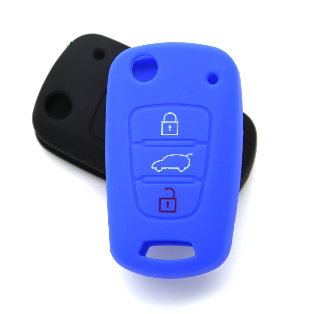 Black Silicone Key Case Cover Remote Key FOB 3 Button for KIA K2 K5 Pro Ceed
