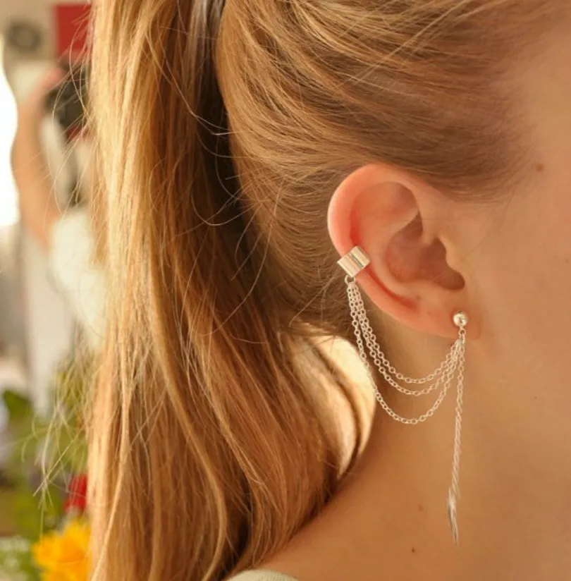 Single New Fashion Jewelry Long Ear Clips Gothic Bohemian Earrings Glamour Metal Leaf Fringe Women Elegant Earrings
Single New Fashion Jewelry Long Ear Clips Gothic Bohemian Earrings Glamour Metal Leaf Fringe Women Elegant Earrings