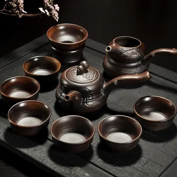 9PC Sets Japanese Kung Fu Tea Set Ceramics Antique Firewood Coarse Pottery Kiln Glaze Teapot Kettle Teacup Fair Cup Tea Filter
9PC Sets Japanese Kung Fu Tea Set Ceramics Antique Firewood Coarse Pottery Kiln Glaze Teapot Kettle Teacup Fair Cup Tea Filter