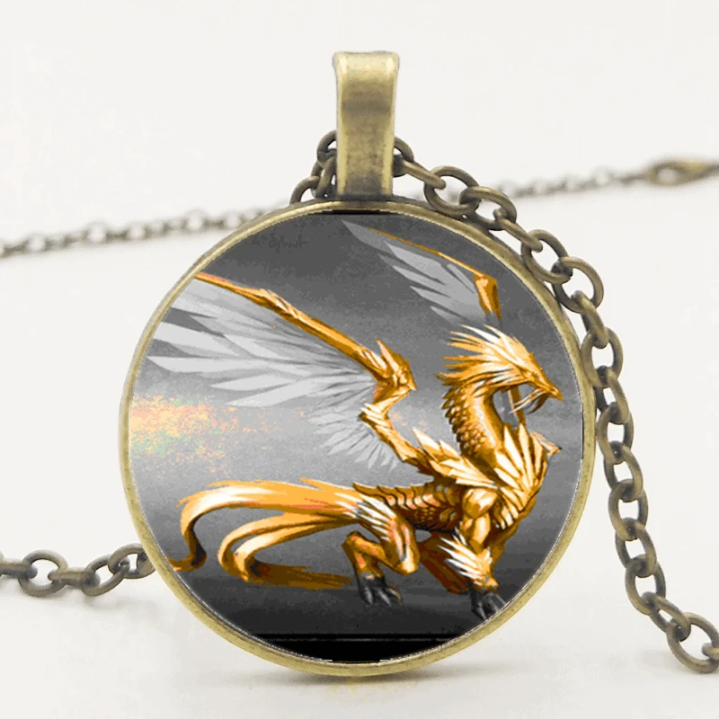 

Western Shenlong Silver-winged Golden Dragon Pendant Necklace Jewelry Necklace Send A Friend's Gift Photo Private Order