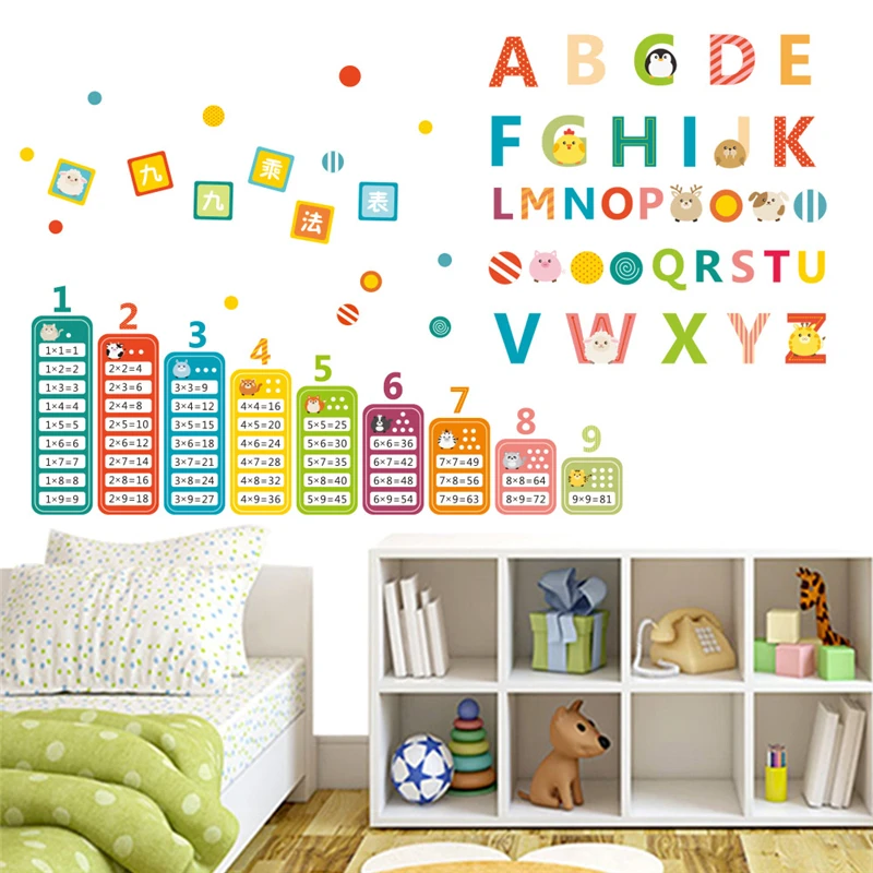 Cartoon Animals English Alphabet Nine Multiplication Tables Wall Stickers For Kids Rooms Home Decor Nursery Teaching Tools Decal
Cartoon Animals English Alphabet Nine Multiplication Tables Wall Stickers For Kids Rooms Home Decor Nursery Teaching Tools Decal