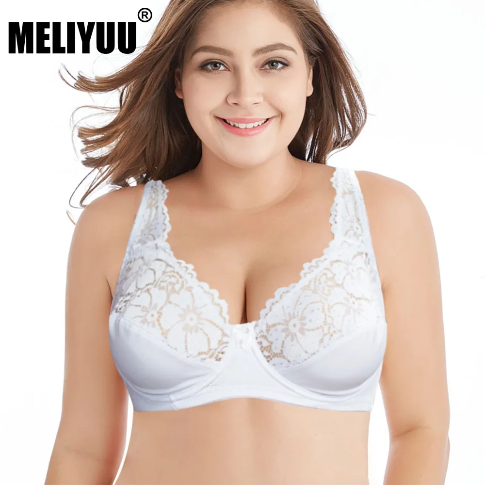 

MELIYUU Womens Lingerie Plus Size Lace Bra See through Bralette Sexy Underwired Underwear Brassiere sexy BH 34-48 B C D DD E F