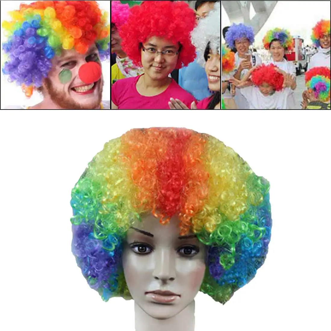 Funny Clown Wig Caps Birthday Party Decoration Short Curly Fluffy 1PC Multicolor Explosive Head Wig
Funny Clown Wig Caps Birthday Party Decoration Short Curly Fluffy 1PC Multicolor Explosive Head Wig
