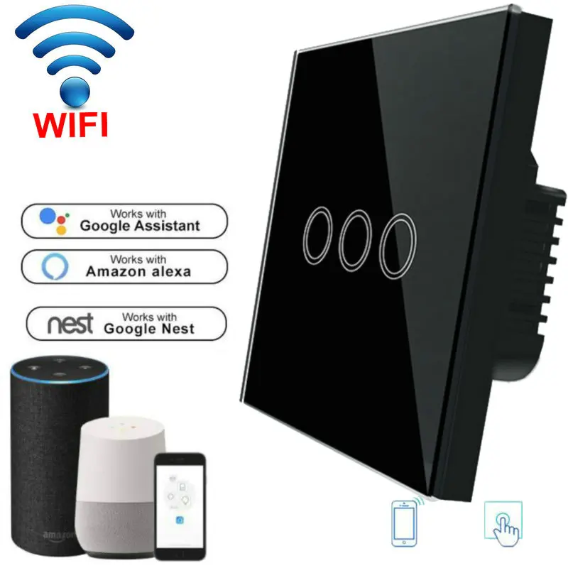 Wireless switch Wifi Wall Light Touch Switch EU Standard 1/2/3 gang Smart Switch 220v interruptor wifi light switch
Wireless switch Wifi Wall Light Touch Switch EU Standard 1/2/3 gang Smart Switch 220v interruptor wifi light switch