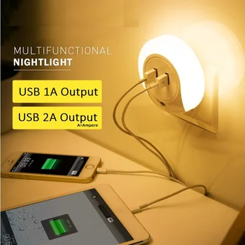 AC220V Auto Night Light with 2 USB Output (1A and 2Amps) 90mm Diameter, Lighting Sensing ON/OFF
AC220V Auto Night Light with 2 USB Output (1A and 2Amps) 90mm Diameter, Lighting Sensing ON/OFF