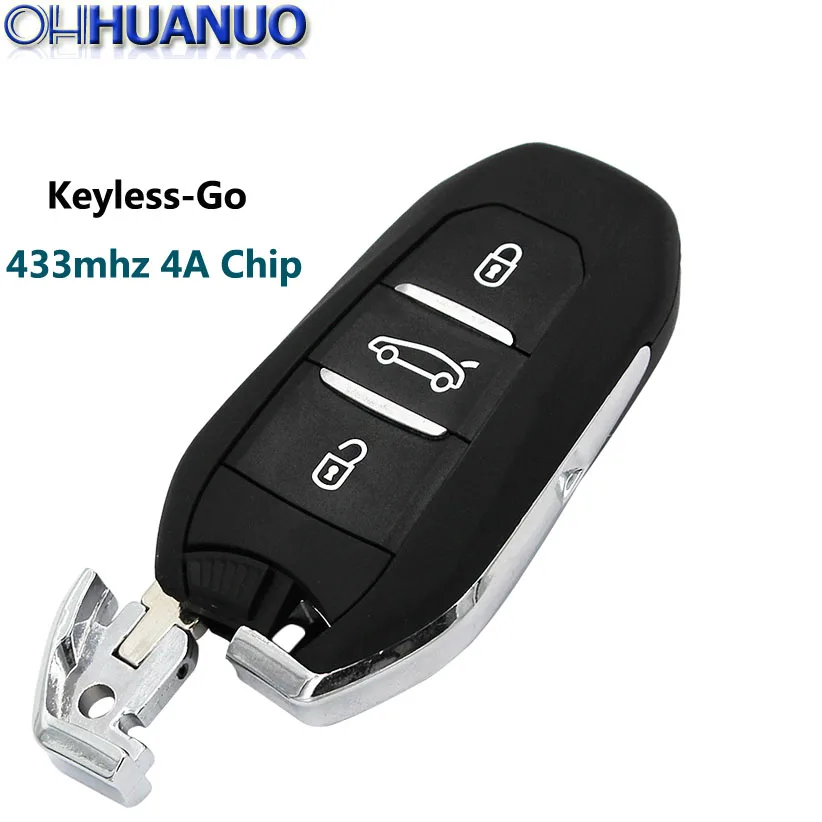 Keyless-Go smart remote key 3 buttons 433MHz 4A chip for Citroen C4 C4L with emergency key HU83
Keyless-Go smart remote key 3 buttons 433MHz 4A chip for Citroen C4 C4L with emergency key HU83