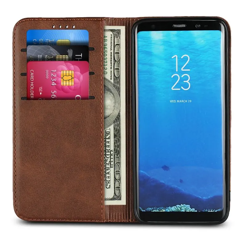 Magnetic Cases For Samsung Galaxy S8/S8 Plus Genuine Leather Cover Wallet Flip Soft Inner Back Cover Mobile Phone Bag Accessory