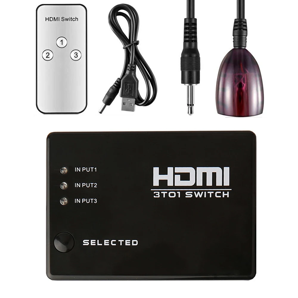 3 Port HDMI Switch 3 input 1 output hdmi switch 3x1 switches 3 in 1 out with USB Cable Power Supply
3 Port HDMI Switch 3 input 1 output hdmi switch 3x1 switches 3 in 1 out with USB Cable Power Supply