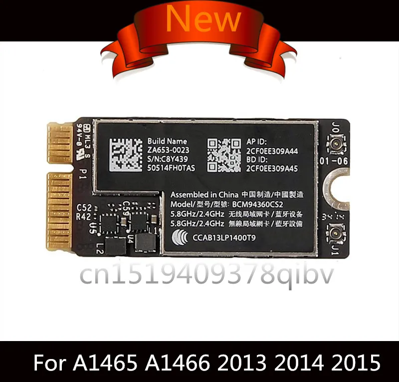 99% New Wireless-AC WIFI Bluetooth BT 4.0 Airport 802.11ac Card for Macbook Air 11" A1465 13" A1466 2013 2014 2015 BCM94360CS2
99% New Wireless-AC WIFI Bluetooth BT 4.0 Airport 802.11ac Card for Macbook Air 11" A1465 13" A1466 2013 2014 2015 BCM94360CS2