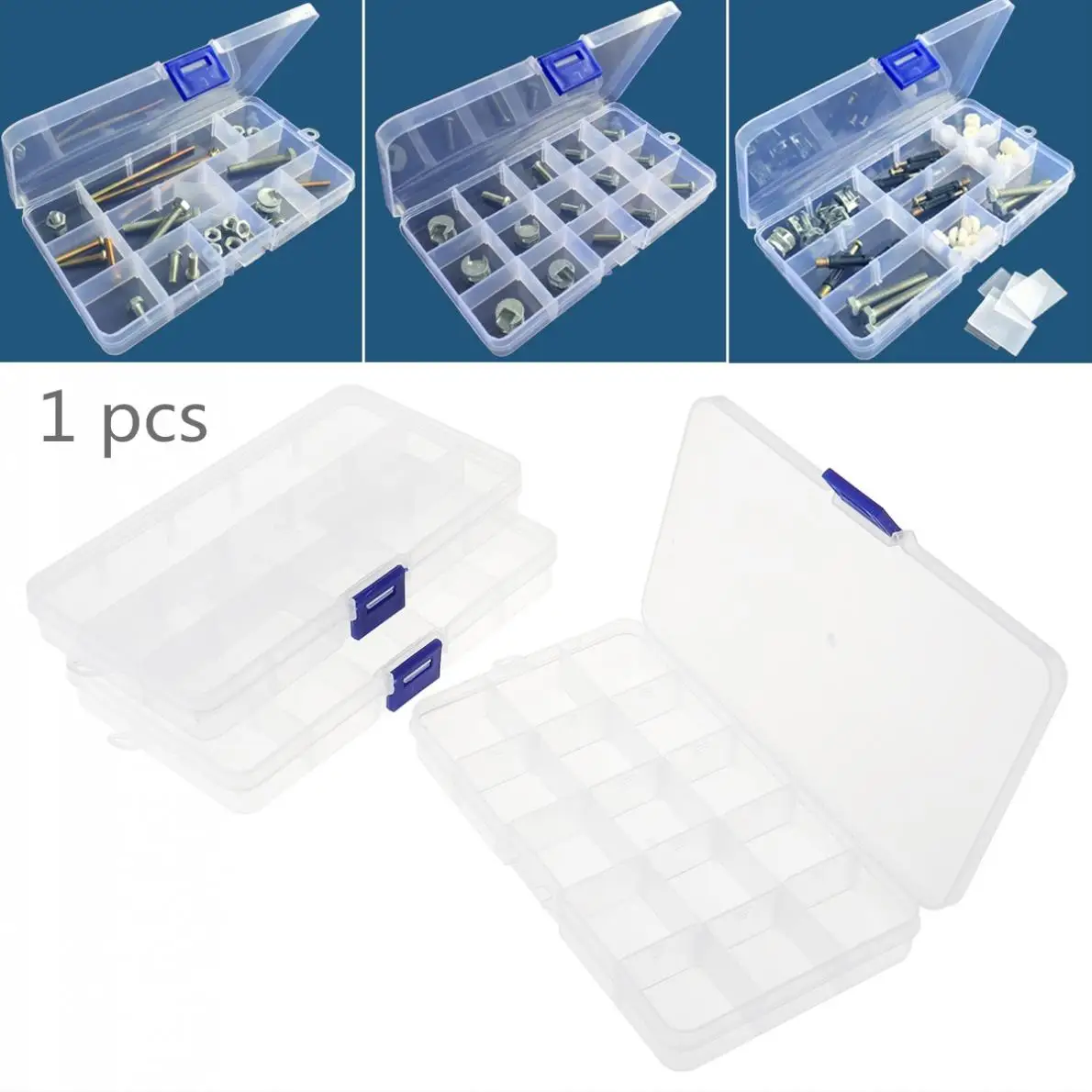 15 Grid Adjustable Transparent Plastic Jewelry Ring Earrings Box CaseDetachable Hardware Tool Box Assortment Box with Lid
15 Grid Adjustable Transparent Plastic Jewelry Ring Earrings Box CaseDetachable Hardware Tool Box Assortment Box with Lid