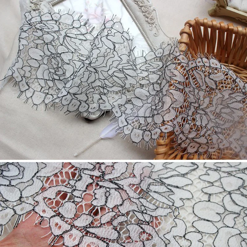 6 Meter/Lot 15cm width Embroidered Lace Fabric Trim Garment Accessories for Clothing Wedding Eyelash Lace Ribbon decoration
6 Meter/Lot 15cm width Embroidered Lace Fabric Trim Garment Accessories for Clothing Wedding Eyelash Lace Ribbon decoration