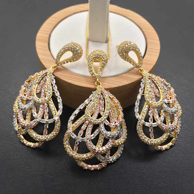 Lanyika Jewelry Set Simple Abstract Lines Water Drop Zircon Micro Plated Necklace with Earrings Anniversary Bridal Best Gifts
Lanyika Jewelry Set Simple Abstract Lines Water Drop Zircon Micro Plated Necklace with Earrings Anniversary Bridal Best Gifts