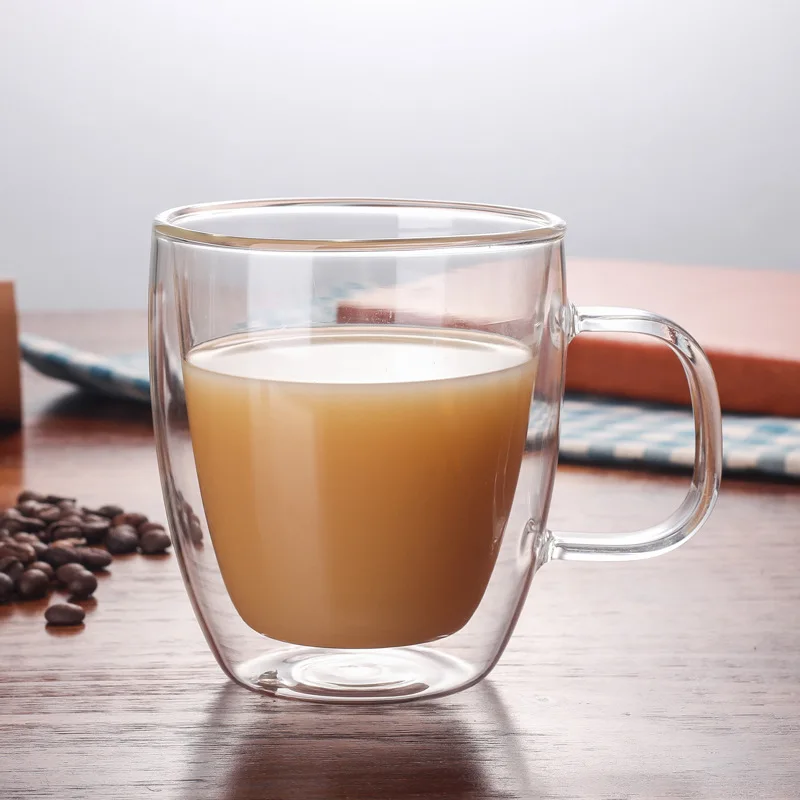 350ml heat-resistant double-layer coffee mug Continental transparent glass with handle milk mug Cappuccino latte
350ml heat-resistant double-layer coffee mug Continental transparent glass with handle milk mug Cappuccino latte