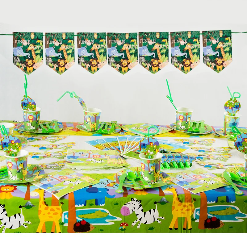 Disposable Tableware Jungle Party Birthday Party Decor Kids Green Safari Animals Zebra Giraffe Party theme Baby Shower Supplies
Disposable Tableware Jungle Party Birthday Party Decor Kids Green Safari Animals Zebra Giraffe Party theme Baby Shower Supplies