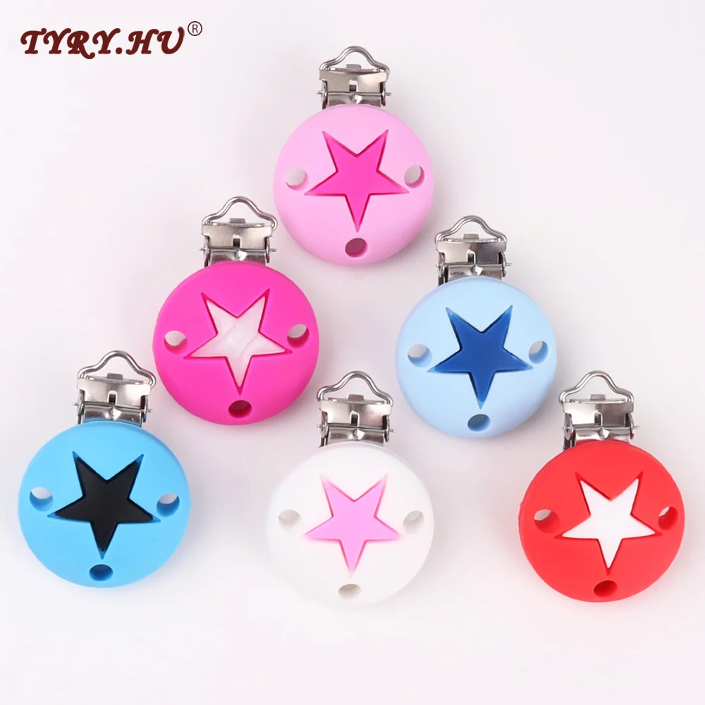 TYRY.HU 5pc/lot Baby Pacifier Clips Star Shaped Silicone Bead Baby teething Accessories Nipple Clasps Safe Stainless Steel Clips
TYRY.HU 5pc/lot Baby Pacifier Clips Star Shaped Silicone Bead Baby teething Accessories Nipple Clasps Safe Stainless Steel Clips