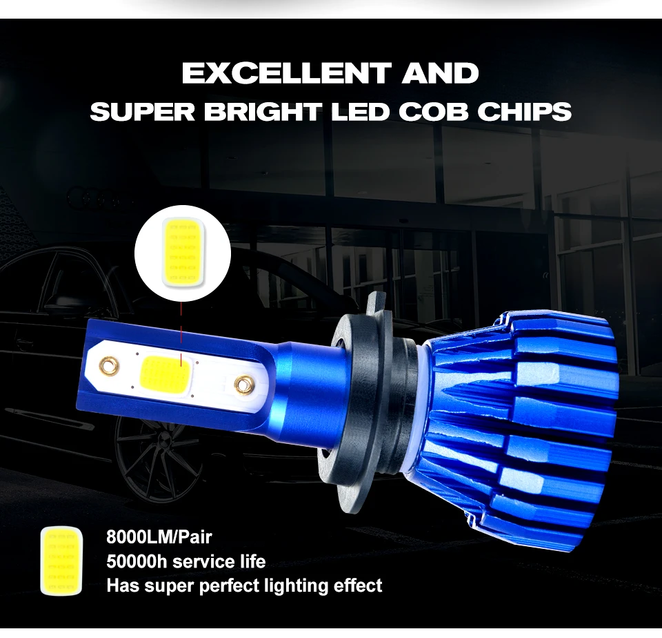Aceersun LED Fog light car Motorcycle H7 H1 9005 9006 H11 H3 Fanless 12V 24V COB Chip 4300K IP67 Spotlight MINI car accessories (2)