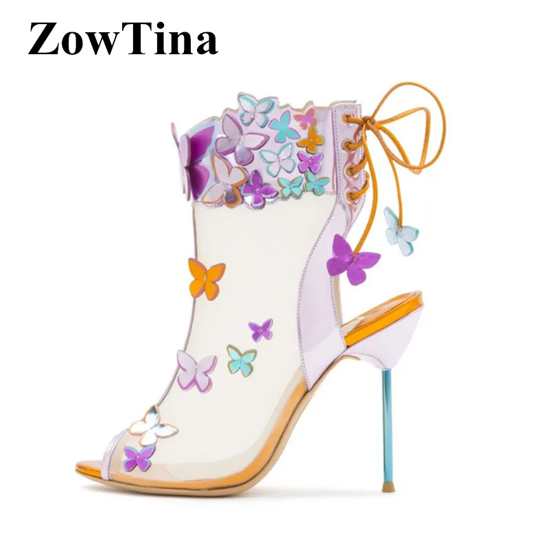 Women Summer Ankle Bootie Mesh Botas Embellished with 3D Butterflies Thin High Heels Cross Tied Sandalias Zapatillas Chaussures
Women Summer Ankle Bootie Mesh Botas Embellished with 3D Butterflies Thin High Heels Cross Tied Sandalias Zapatillas Chaussures
