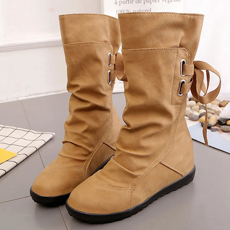 Women Winter Boot Lace-Up Mid-Calf Boot Solid Wedges Height Increasing Shoes Woman Lady Casual Leather Boot Fashion Botas Mujer
Women Winter Boot Lace-Up Mid-Calf Boot Solid Wedges Height Increasing Shoes Woman Lady Casual Leather Boot Fashion Botas Mujer