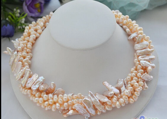 FREE SHIPPINGP4629 5row 19" 25mm pink biwa / rice freshwater cultured pearl necklace (A0511)
FREE SHIPPINGP4629 5row 19" 25mm pink biwa / rice freshwater cultured pearl necklace (A0511)