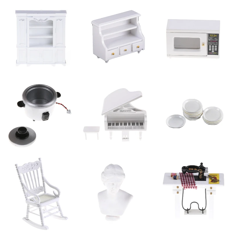1:12 Dollhouse Miniature White Cabinet/Chest/Bookcase/Dishes/Microwave Oven/Rocking Chair/Sewing/Venus Statue/Piano/Rack Shelf
1:12 Dollhouse Miniature White Cabinet/Chest/Bookcase/Dishes/Microwave Oven/Rocking Chair/Sewing/Venus Statue/Piano/Rack Shelf