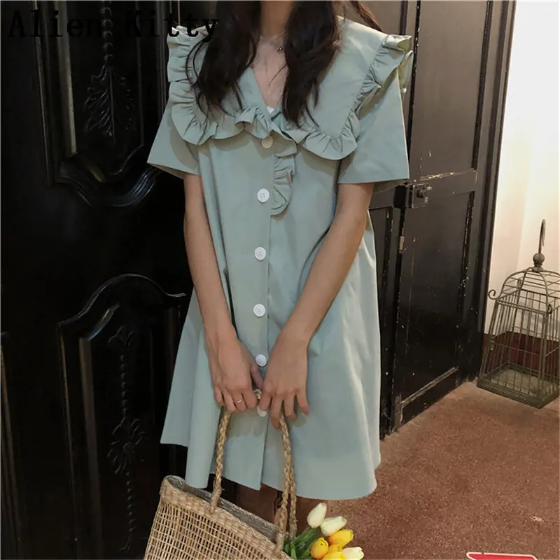 Alien Kitty Elegant Sweet New Summer Solid Peter Pan Collar Casual Short Sleeves A-Line Short Dress
Alien Kitty Elegant Sweet New Summer Solid Peter Pan Collar Casual Short Sleeves A-Line Short Dress