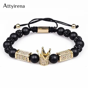 New Zircon Ball Men Women Jewelry Cubic Micro Pave CZ Crown Charm 8MM Black Onyx Round Bracelet Braiding Macrame Cord Bracelet
New Zircon Ball Men Women Jewelry Cubic Micro Pave CZ Crown Charm 8MM Black Onyx Round Bracelet Braiding Macrame Cord Bracelet