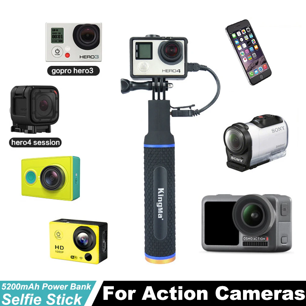 5200mAh Power Bank Handheld Selfie Stick Hand Grip Monopod For GoPro Hero7 6 5 SJCAM SJ4000 EKEN for Xiaomi Sony OSMO Action
5200mAh Power Bank Handheld Selfie Stick Hand Grip Monopod For GoPro Hero7 6 5 SJCAM SJ4000 EKEN for Xiaomi Sony OSMO Action