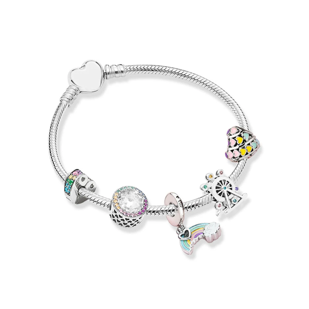 2018 Real 925 Sterling Silver Original Multi-Colour Hearts Pandora Bracelet Set Clear CZ Fit Women Bead Charm Bangle DIY Jewelry
2018 Real 925 Sterling Silver Original Multi-Colour Hearts Pandora Bracelet Set Clear CZ Fit Women Bead Charm Bangle DIY Jewelry
