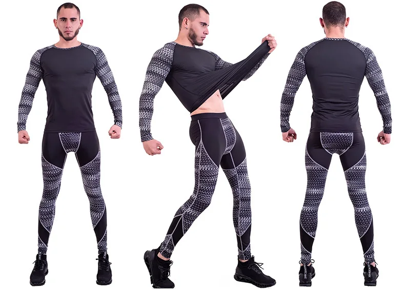 2019 Rashguard Male Fitness MMA Running Shirt Men Long Sleeve T Shirt Crossfit Bodybuilding Men Man Compression Sports Suit (11)
