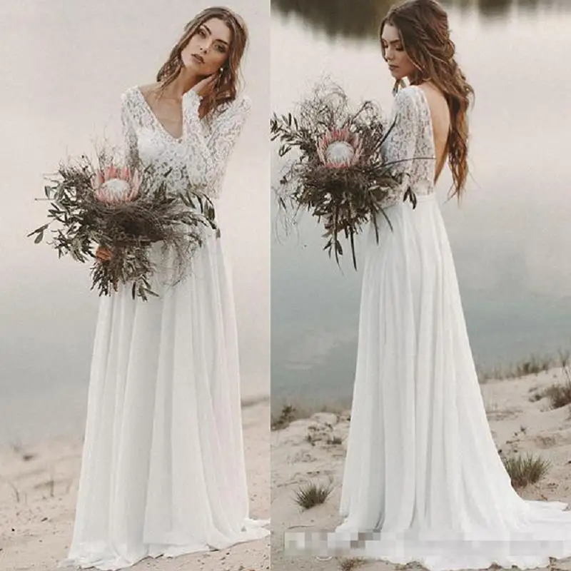 Country Style Boho Wedding Dresses 2019 vestido de noiva Summer Long Sleeve Wedding Gowns Lace Chiffon Bridal Dress Open Back
Country Style Boho Wedding Dresses 2019 vestido de noiva Summer Long Sleeve Wedding Gowns Lace Chiffon Bridal Dress Open Back
